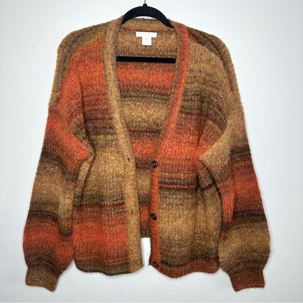 Christian Siriano Women’s Wool Blend Multi Brown Button Down Cardigan Sweater M